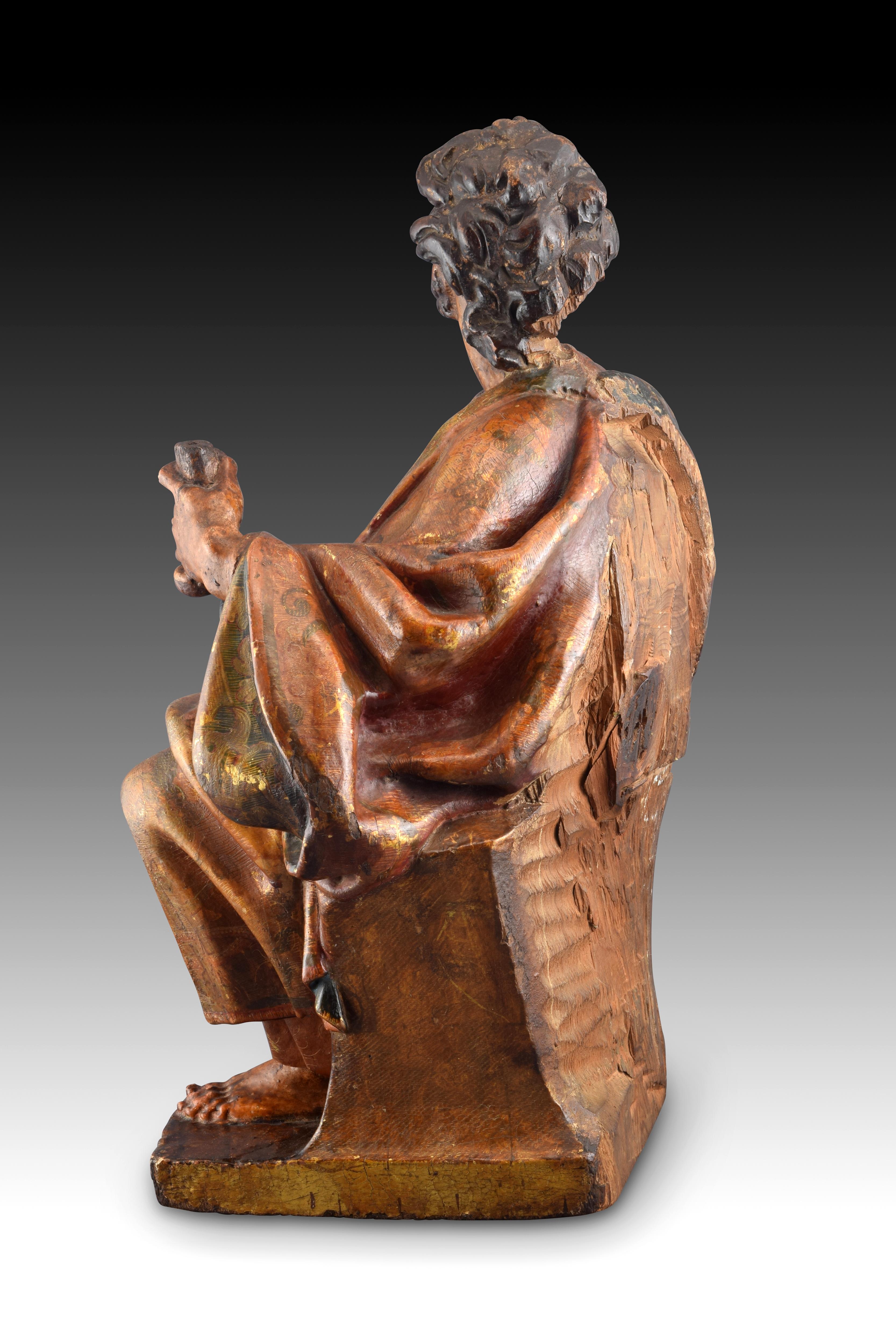 Sculpture, Polychromed Walnut, Spain, 16th Century In Fair Condition In Madrid, ES