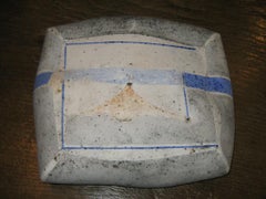 Sculpture Pottery Regina Heinz Landscape Blue Red-oxide White Grey