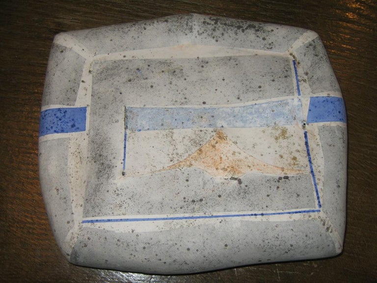 Sculpture Pottery Regina Heinz Landscape Blue Redoxide White Grey For