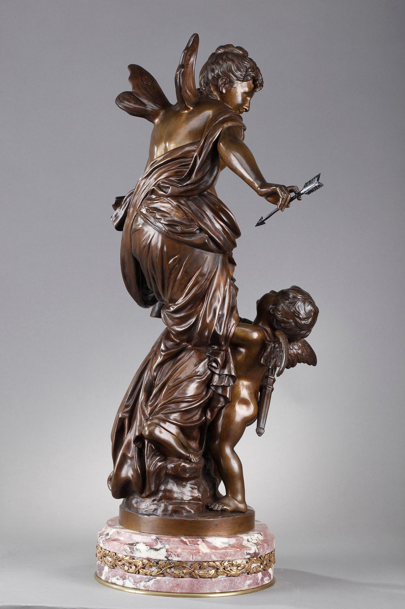 Milieu du XIXe siècle Sculpture « Psyché et amour » signée par Jean Bulio en vente