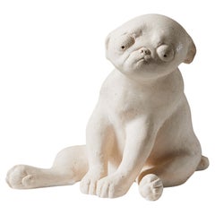 Vintage Sculpture ‘Puppy in the world’ by Sonja Pettersson, Sweden, 1991, Stoneware, pug