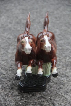 Sculpture Pure Blood Horses Italian Design Ceramic Mid-Century Modern Race