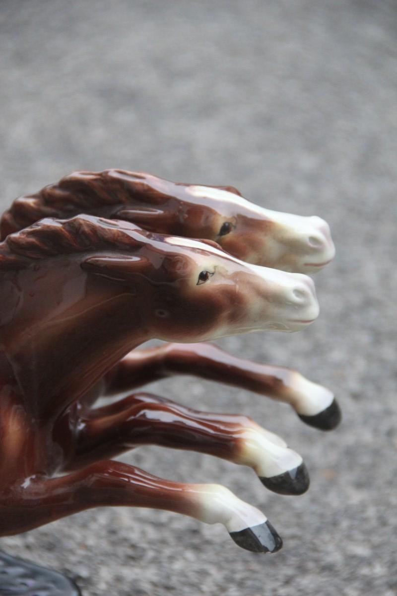 Sculpture Pure Blood Horses Italian Design Ceramic Mid-Century Modern Race For Sale 1