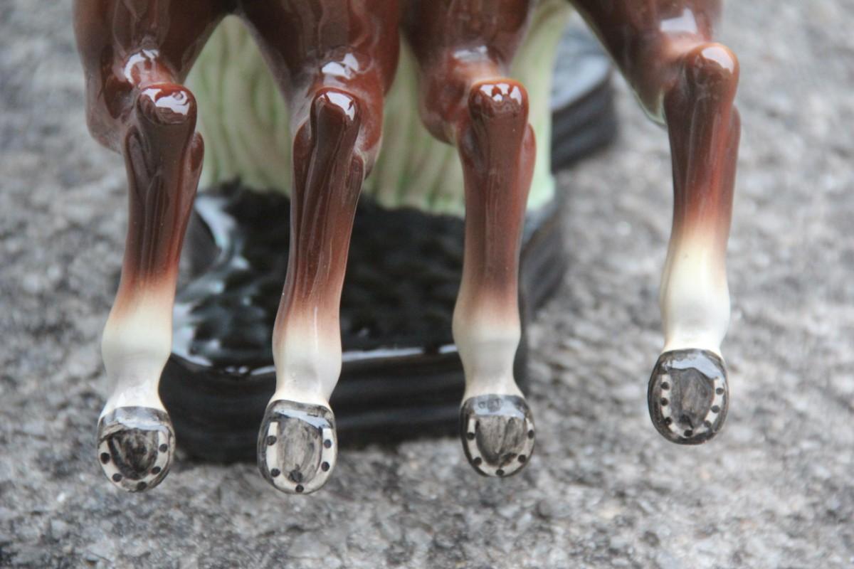 Sculpture Pure Blood Horses Italian Design Ceramic Mid-Century Modern Race For Sale 4