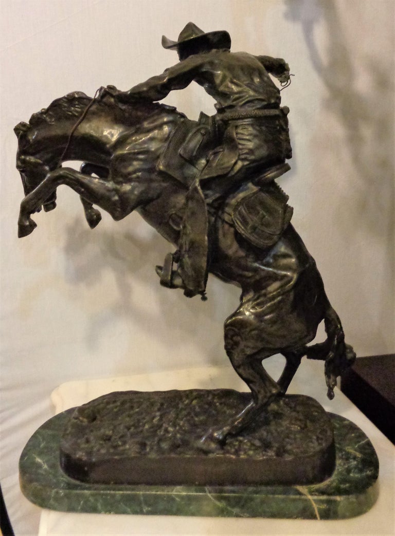Sculpture Remington Reproduction The Bronco Buster Large at 1stDibs