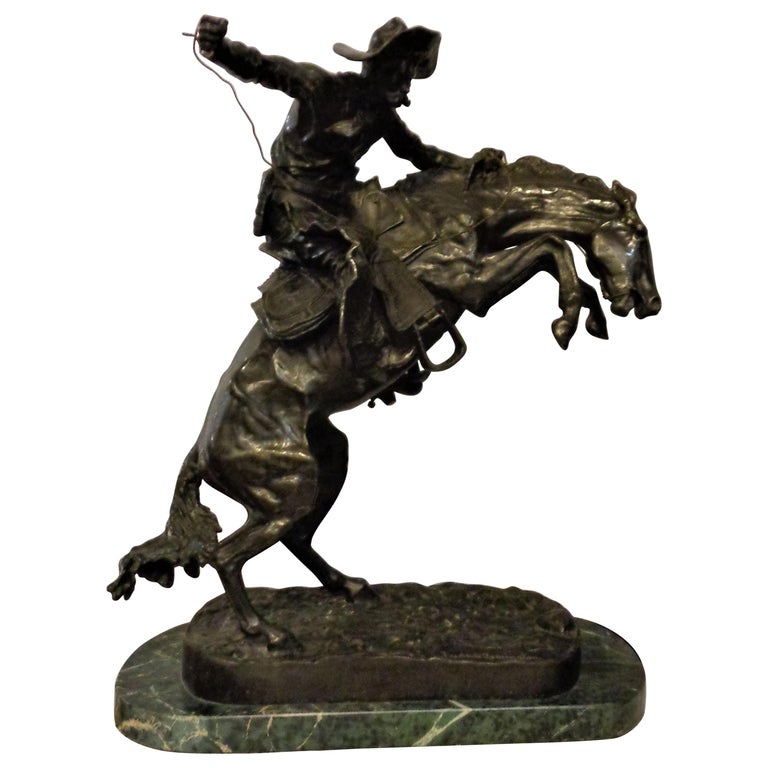 Sculpture Remington Reproduction The Bronco Buster Large at 1stDibs