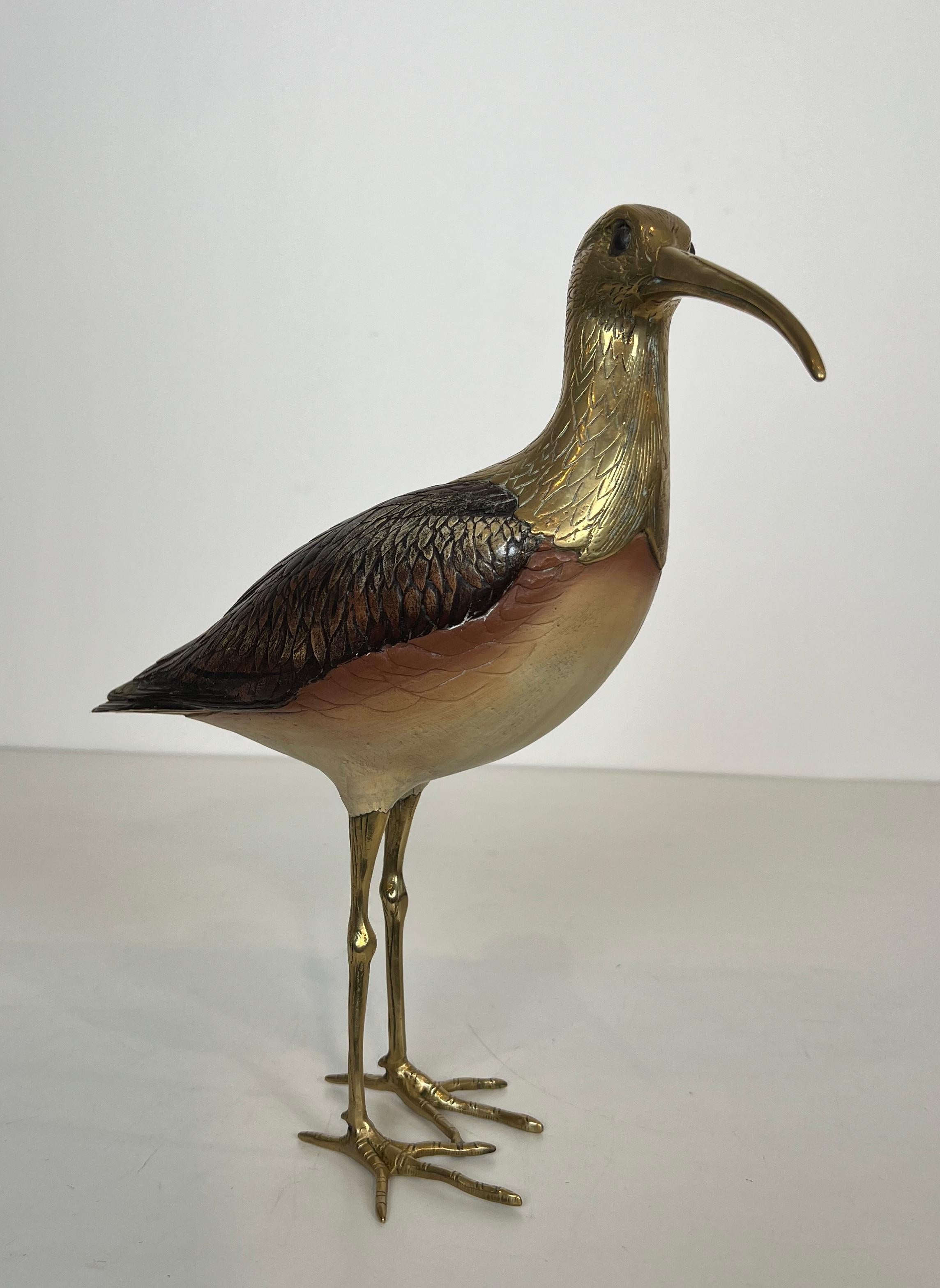 Scultura che rappresenta un uccello in legno policromo e ottone. Opera italiana firmata in vendita 4