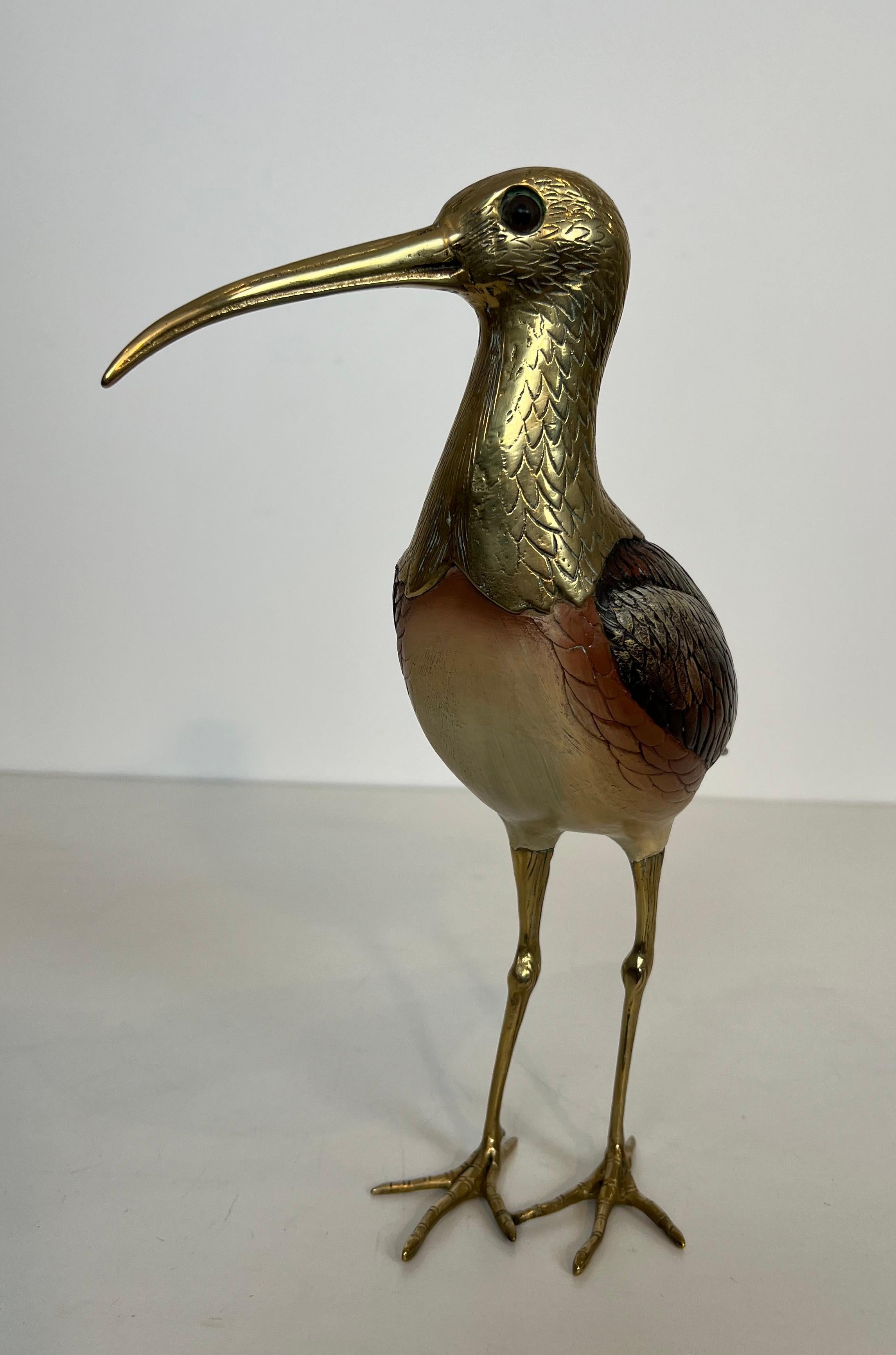 Scultura che rappresenta un uccello in legno policromo e ottone. Opera italiana firmata in vendita 7