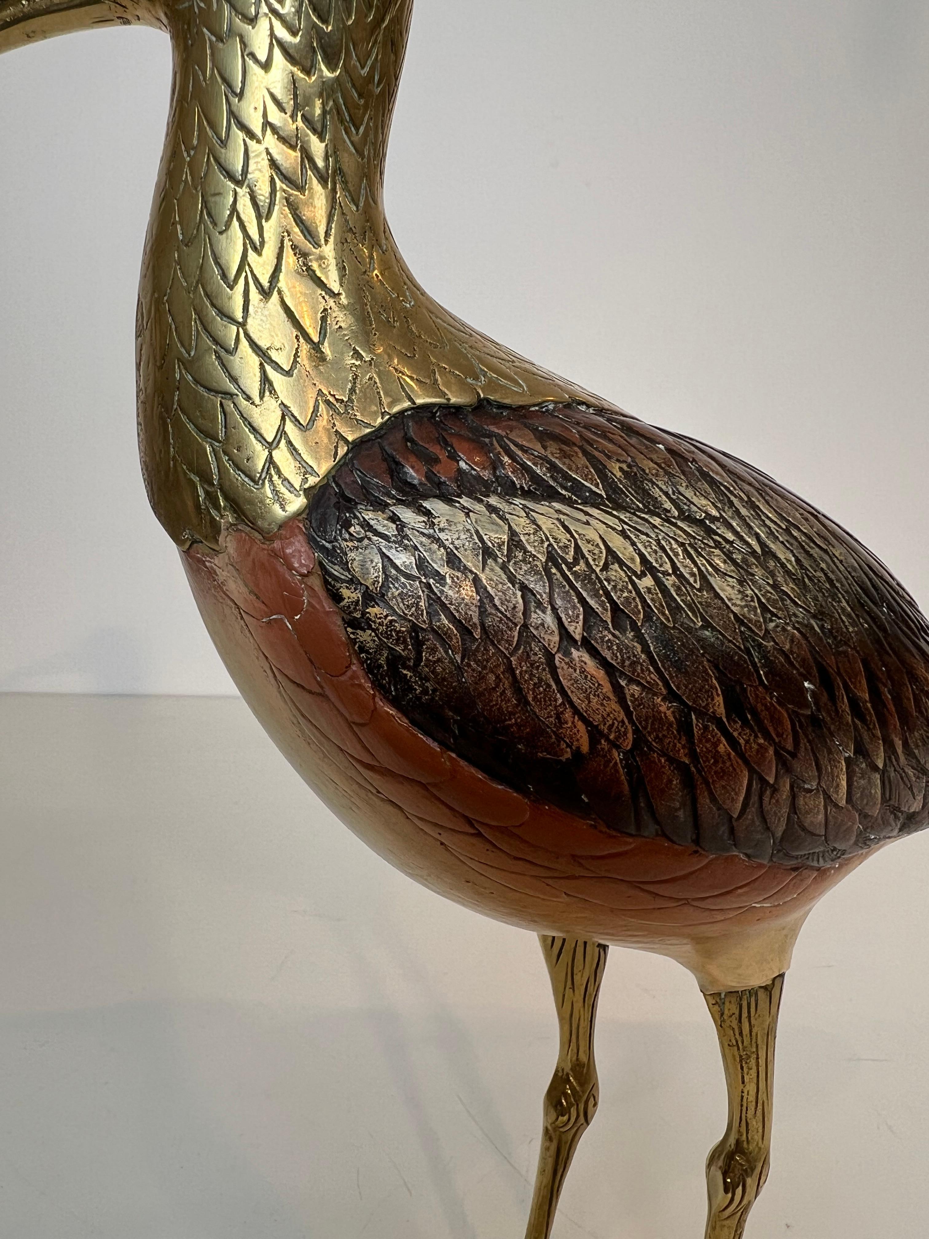 Scultura che rappresenta un uccello in legno policromo e ottone. Opera italiana firmata in vendita 10