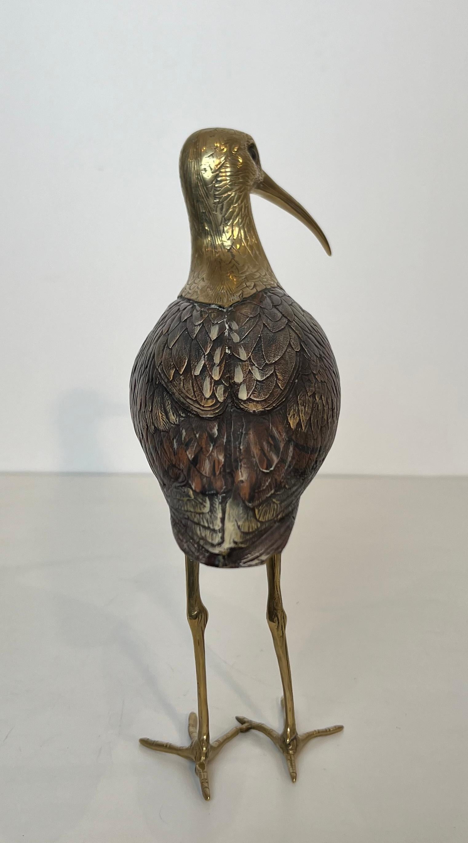 Francese Scultura che rappresenta un uccello in legno policromo e ottone. Opera italiana firmata in vendita