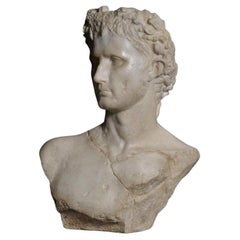Escultura que representa un busto del emperador Augusto, siglo XXI.