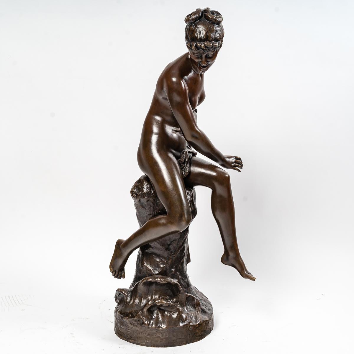 Napoleon III Sculpture Representing a Woman Sitting on a Rock by Léon Pilet For Sale