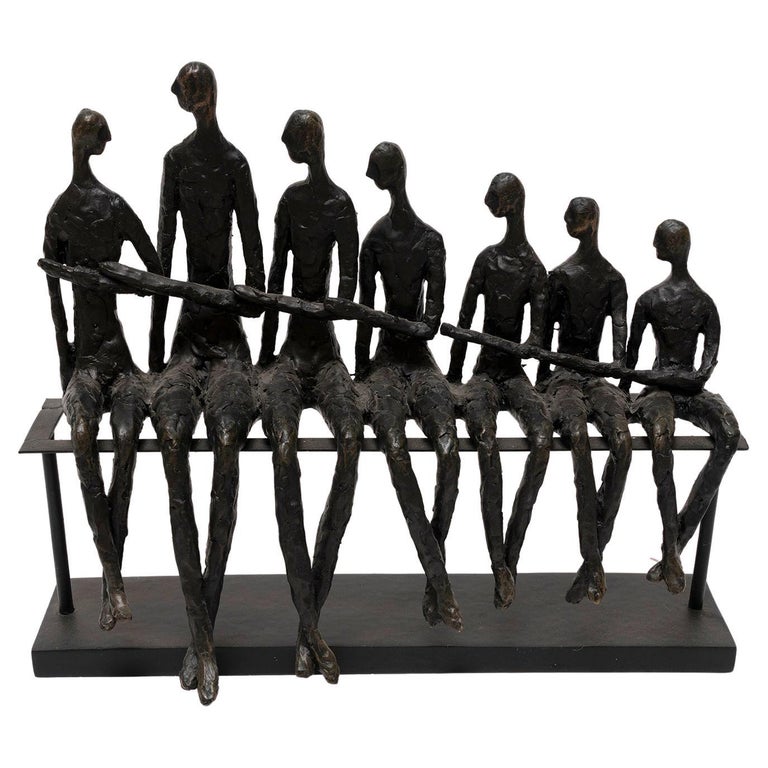 Skulptur Harz Bronze Figurative 7 Herrenbank in der Art von Giacometti  38,5cm 15 im Angebot bei 1stDibs
