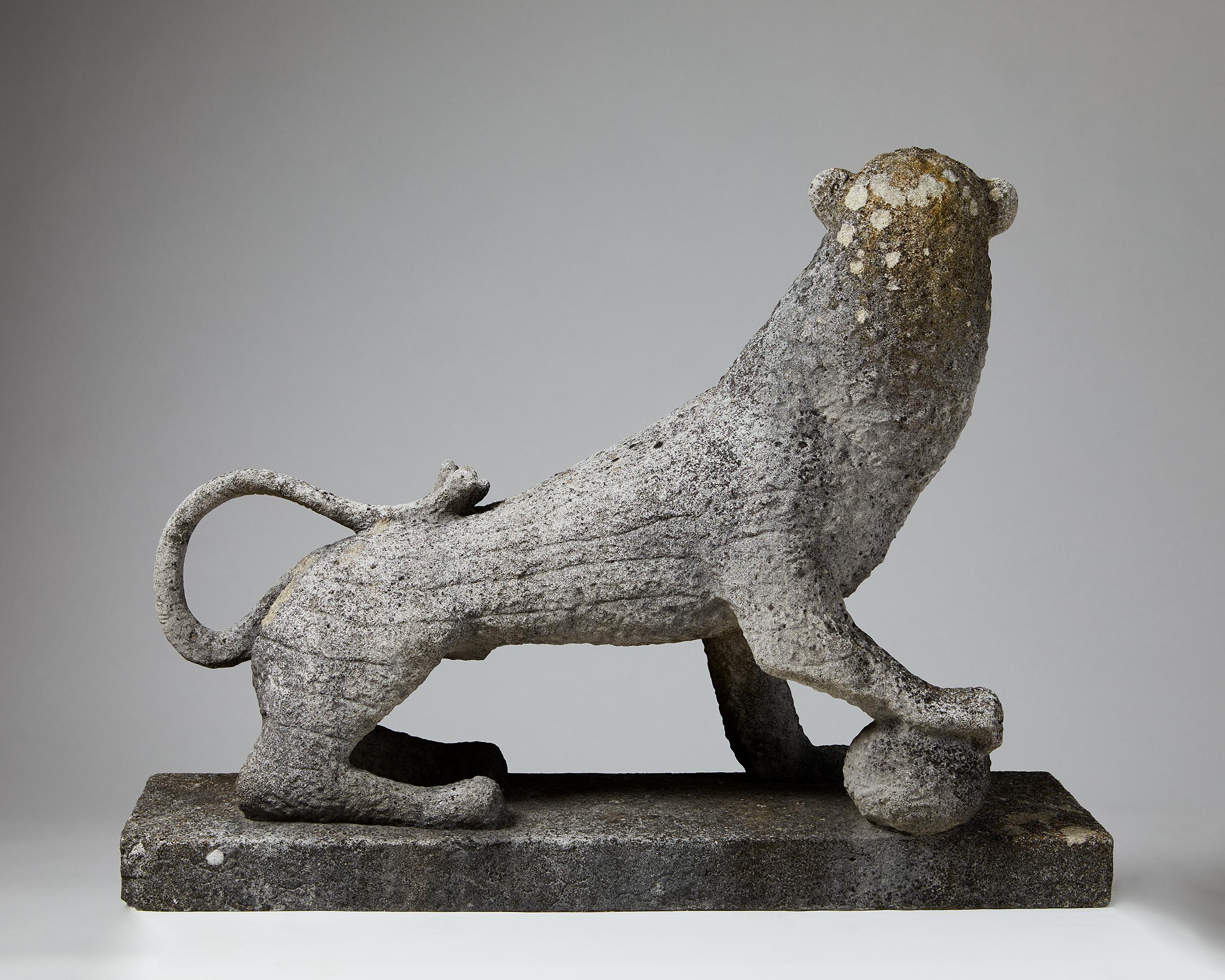 Mid-Century Modern Sculpture “Resting Lion” by Henrik Starcke, Denmark, 1959 For Sale