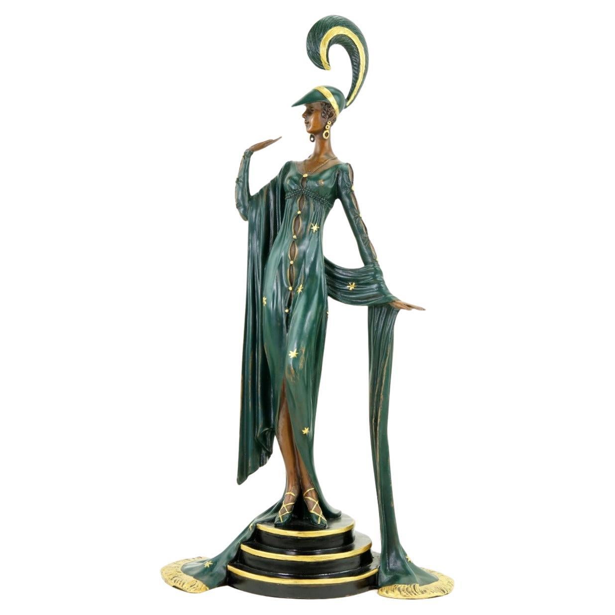 Sculpture Revue Dancer in Bronze, Art Deco Style, 20th Century