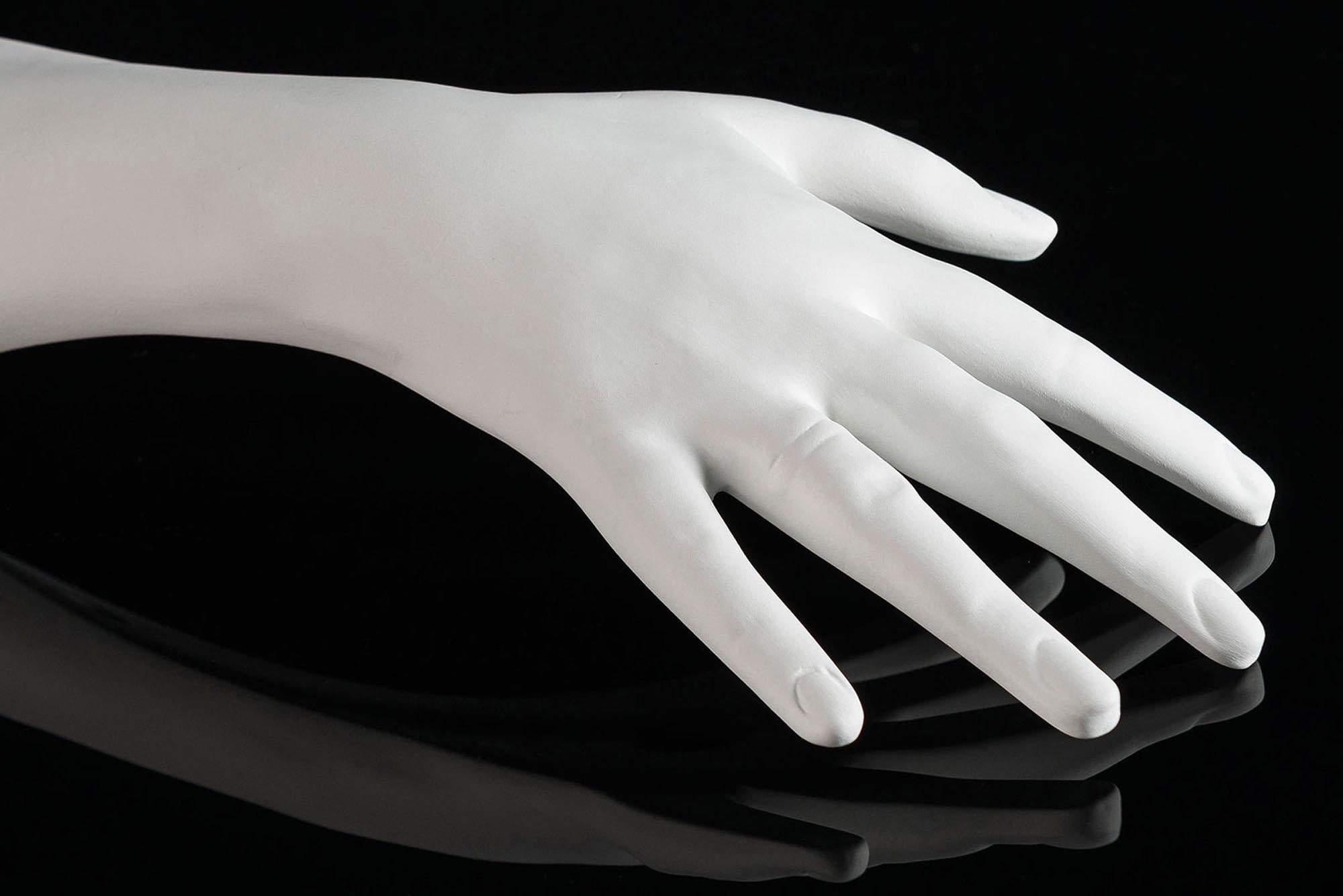 Modern Sculpture Right Hand, White Bassano Ceramic, Italy For Sale