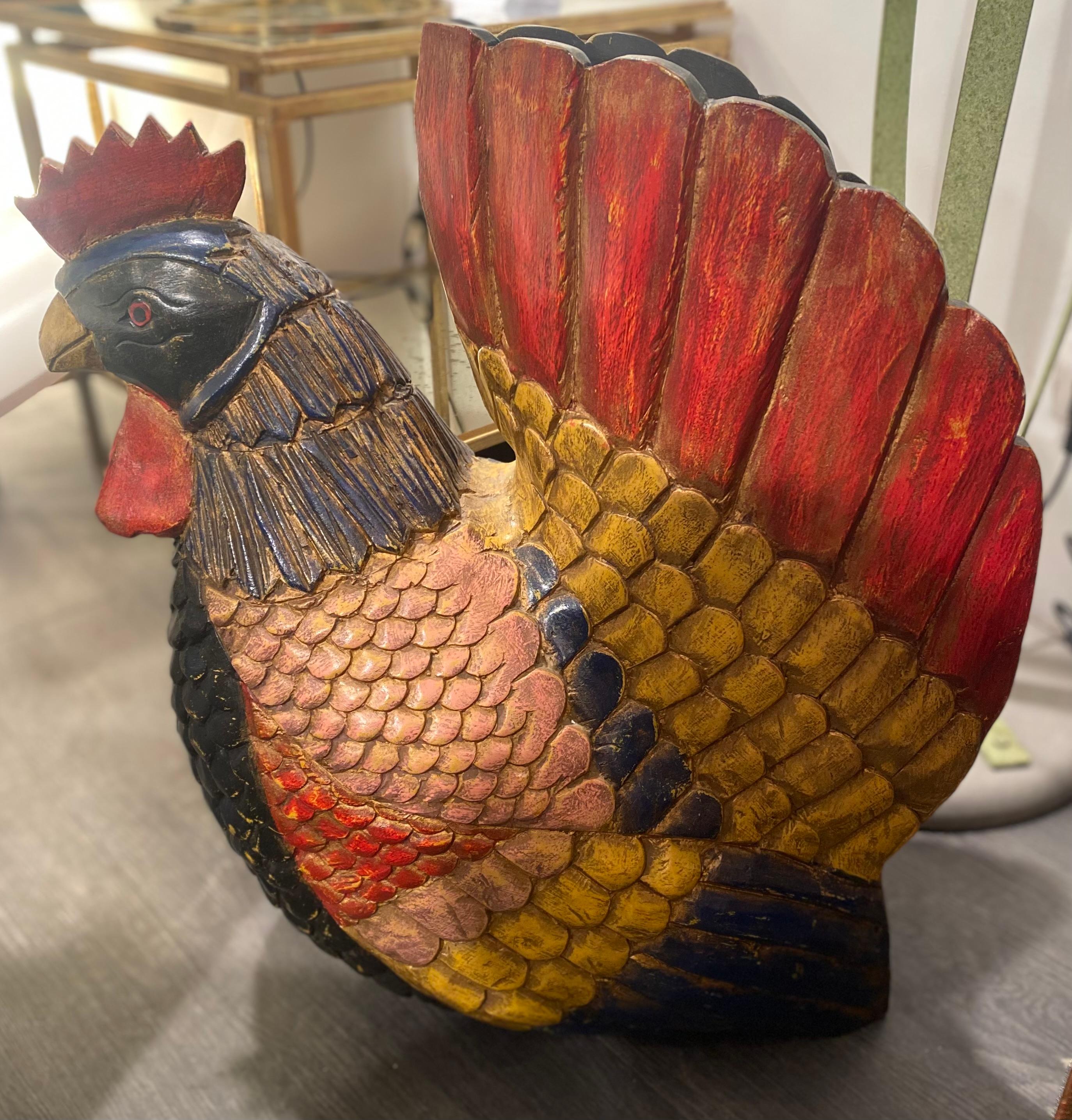 Sculpture Rooster
Painted wood 
Dimensions : h58xl56xl30cm
Ref : 1009
circa 1980
price 750€