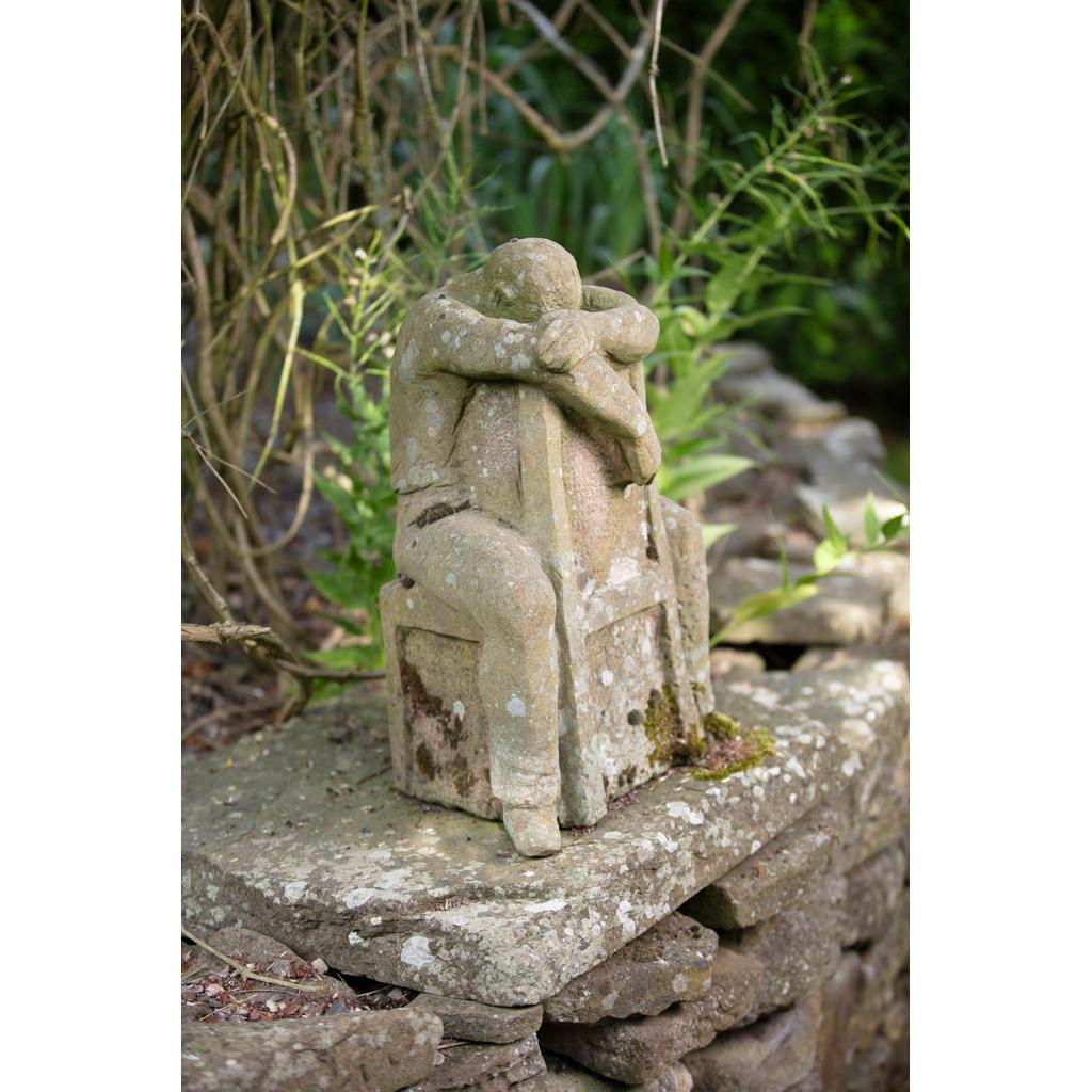 Sculpture Sandstone Carved Figurative The Thinker In Good Condition For Sale In BUNGAY, SUFFOLK