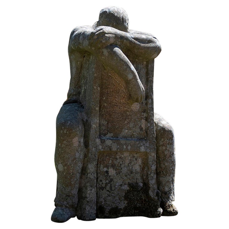 Sculpture Sandstone Carved Figurative The Thinker