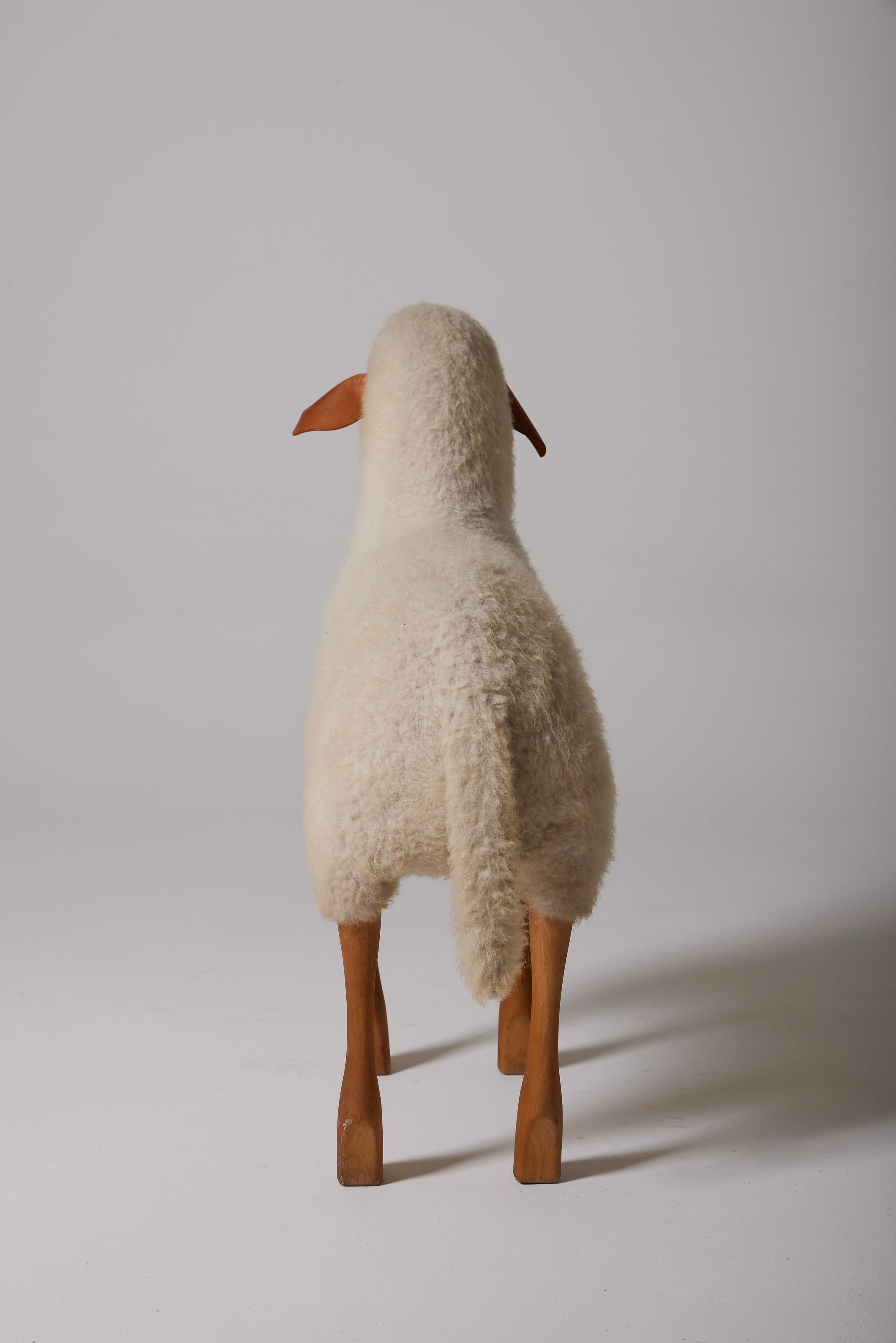 Wood Sculpture Sheep by Hanns-Peter Krafft For Sale