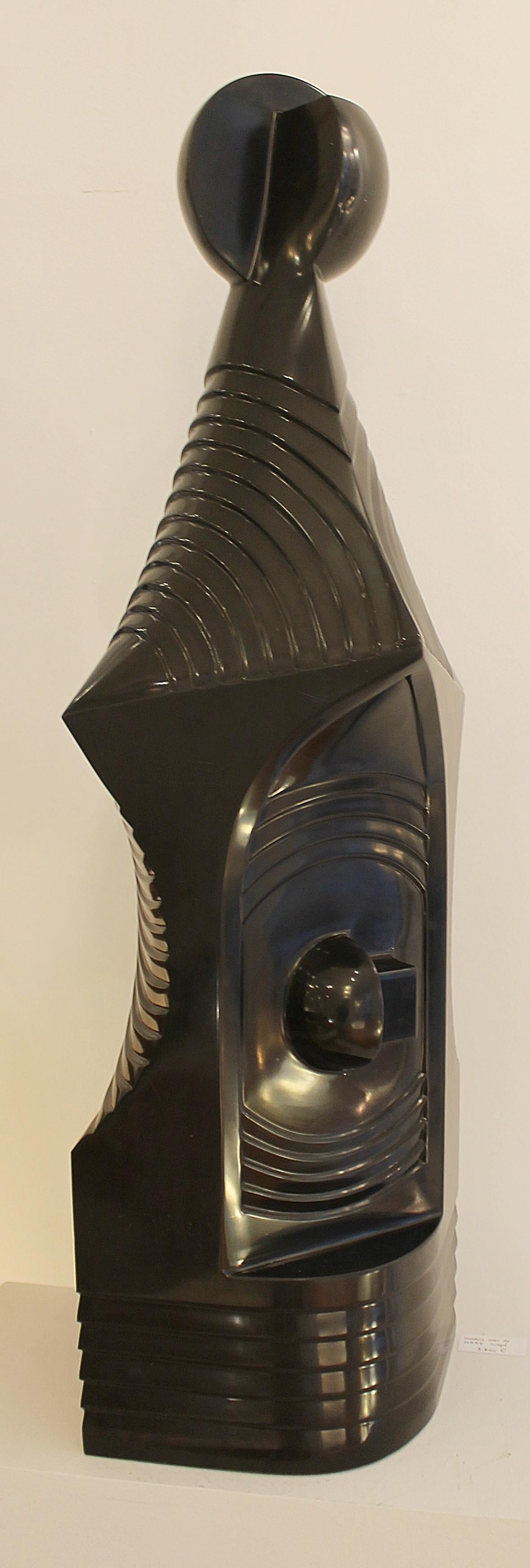 Sculpture in black mazy marble signed by Jef Goris, Belgium, c.1970 In Good Condition For Sale In Brussels, BE