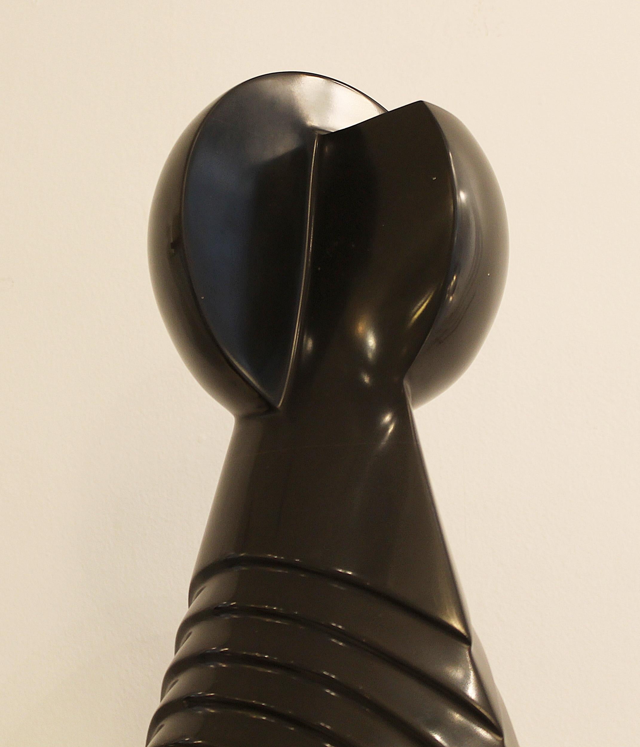 Late 20th Century Sculpture in black mazy marble signed by Jef Goris, Belgium, c.1970 For Sale