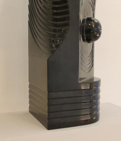 Sculpture in black mazy marble signed by Jef Goris, Belgium, c.1970