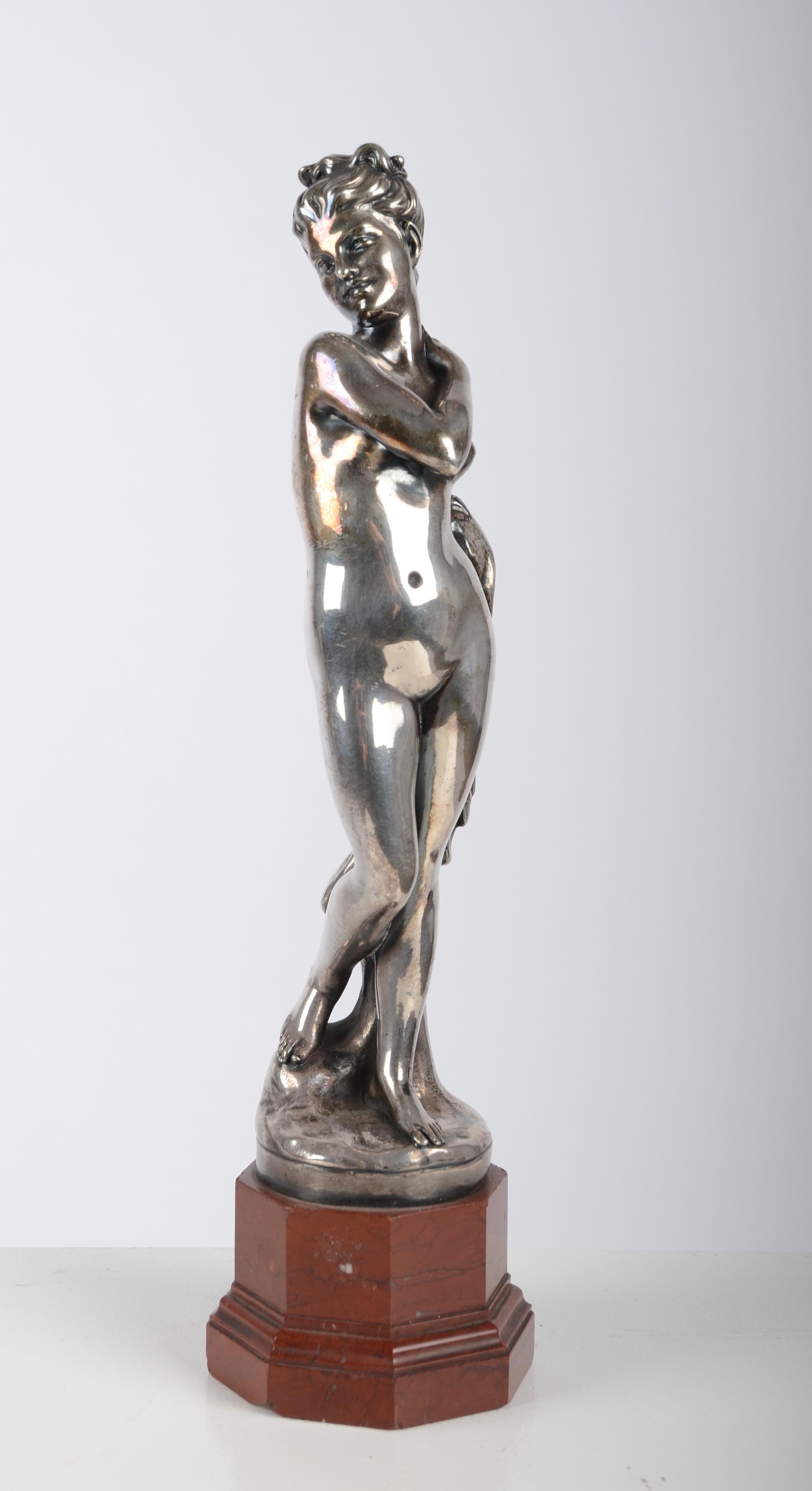 Sculpture in silver on marble base, marked with swedish import marks.

Signed P D Epinay, Rome.