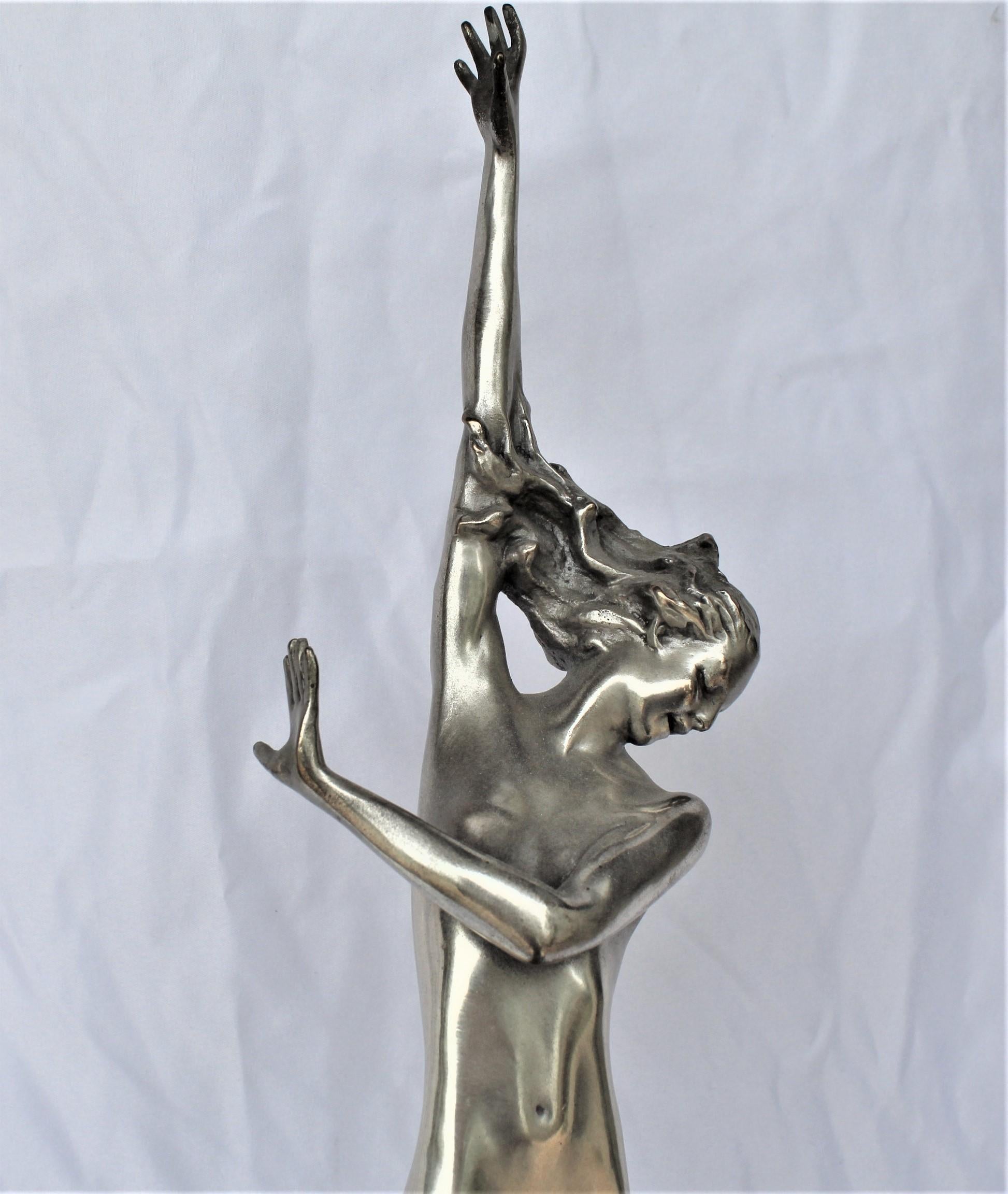 Art Deco Deco Modern Sculpture in Style, Silvered Bronze, after the Artist H Fishmuth For Sale