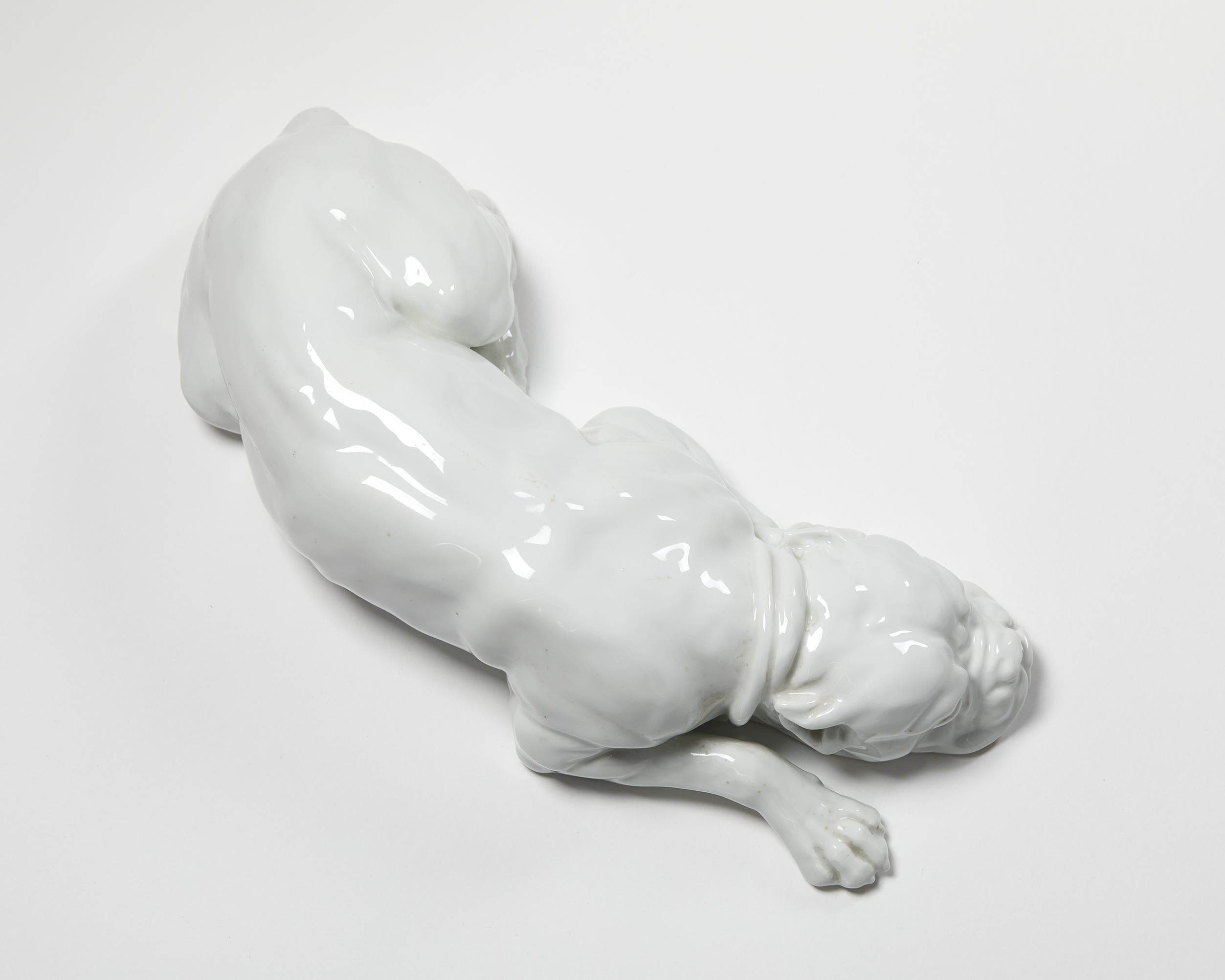 20th Century Sculpture 'Sleeping Boxer' Designed by Thure Öberg for Arabia, Finland, 1910 For Sale