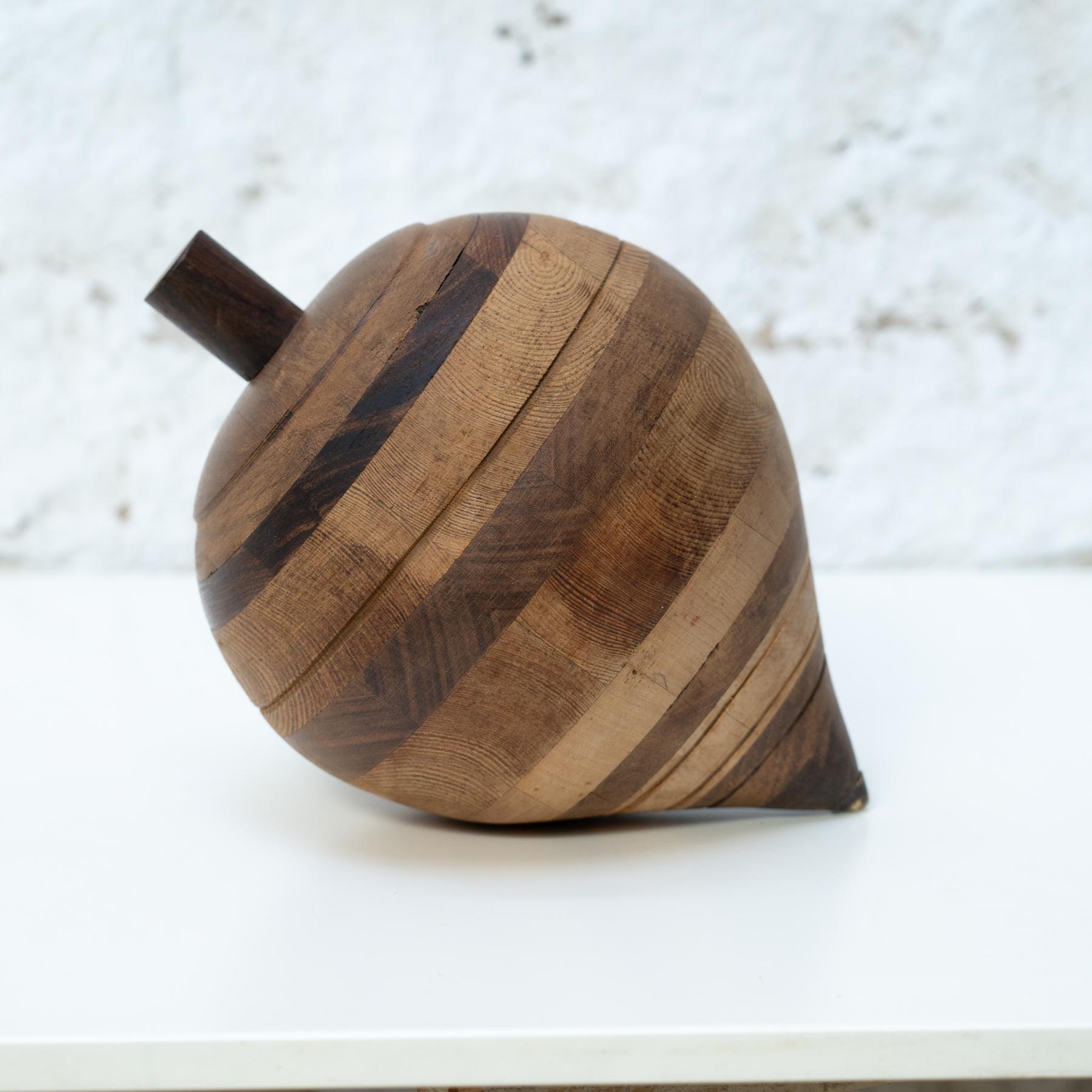 Late 20th Century Sculpture Spinning Top In Wood, circa 1990 For Sale