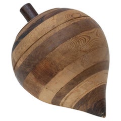 Vintage Sculpture Spinning Top In Wood, circa 1990