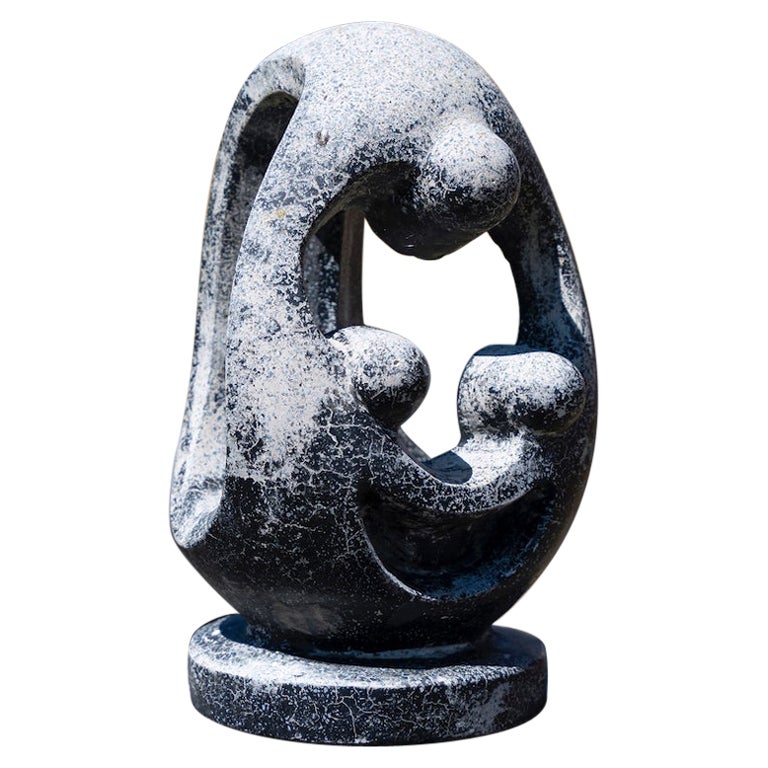 Skulptur Mutter- und Kind Biomorphe Skulptur Stein Mid-Century Modern