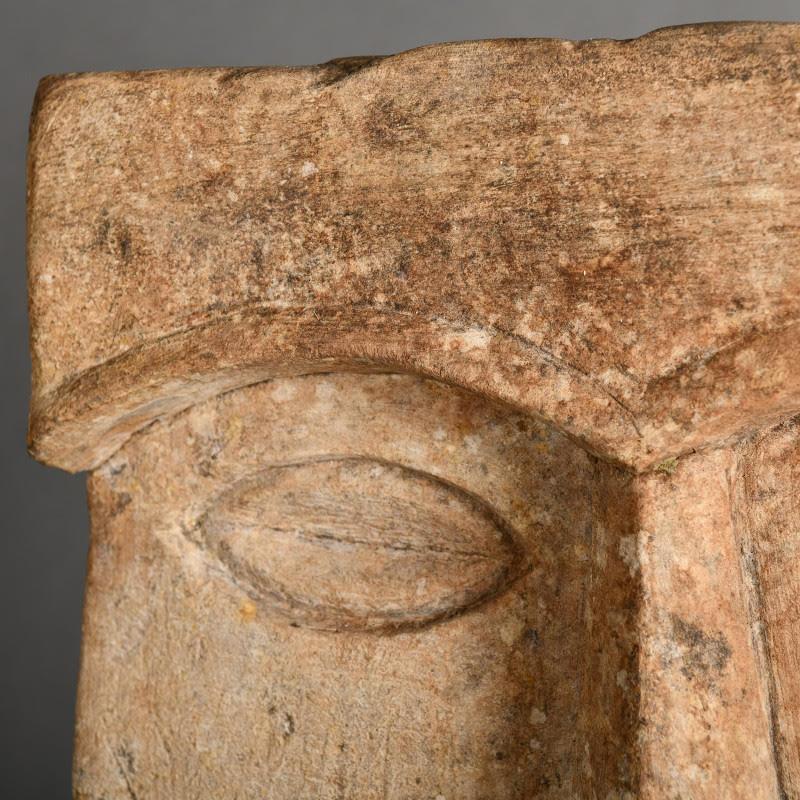 Metal Sculpture, Stone Stele Representing an Ancient Divinity, 20th Century. For Sale
