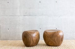 Contemporary Smooth Solid Wood Sculpture Stool by CEU Studio Indoor - Outdoor