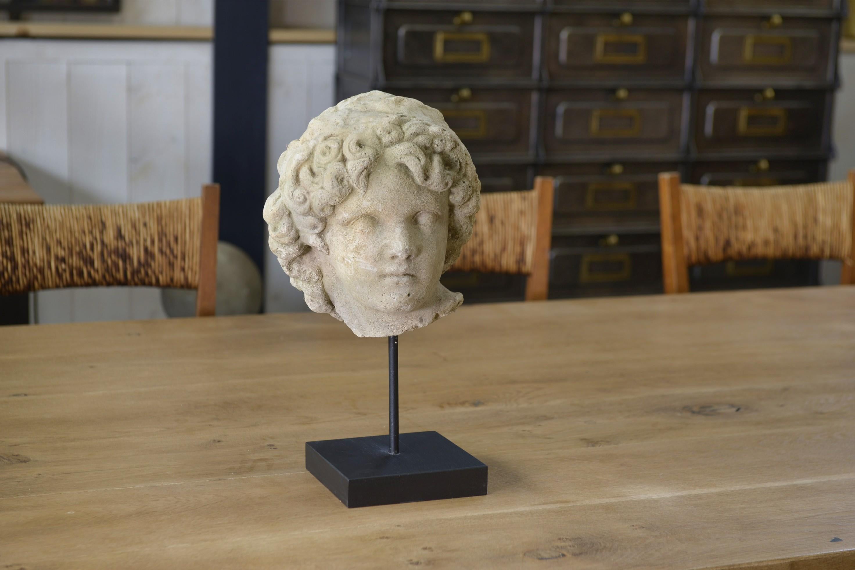 Scultura tête en pierre reconstituée taillée stile antico XIXème In condizioni buone in vendita a TOURCOING, FR