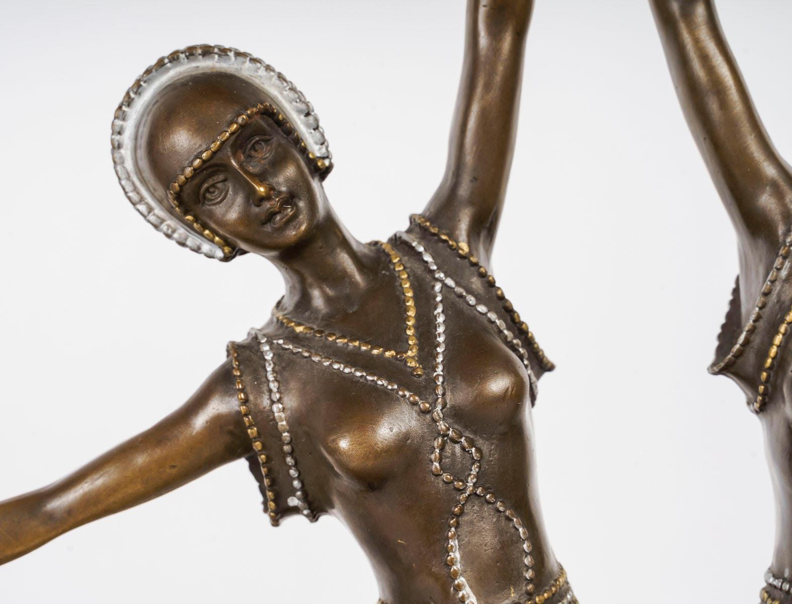 French Sculpture, the Dancers in the Art Deco Style, 20th Century. For Sale