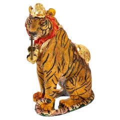 Vintage Sculpture the Tiger and the Bulldog, Aaron Hinojosa, 20th Century