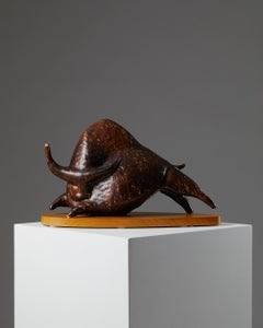 Sculpture Tjur par Lillemor Mannerheim pour Rörstrand, Suède, années 1950