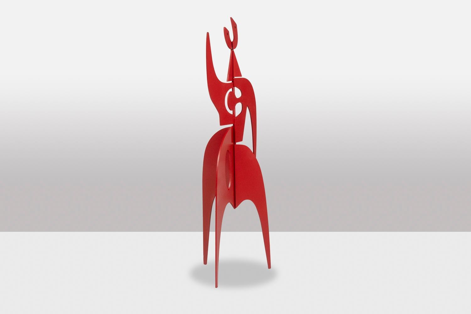 Sculpture to stand, or stabile, entitled “Jouve”, in red lacquered metal.

Work of a contemporary French artist in a small series, signed and numbered.

Reference: LS5899309I