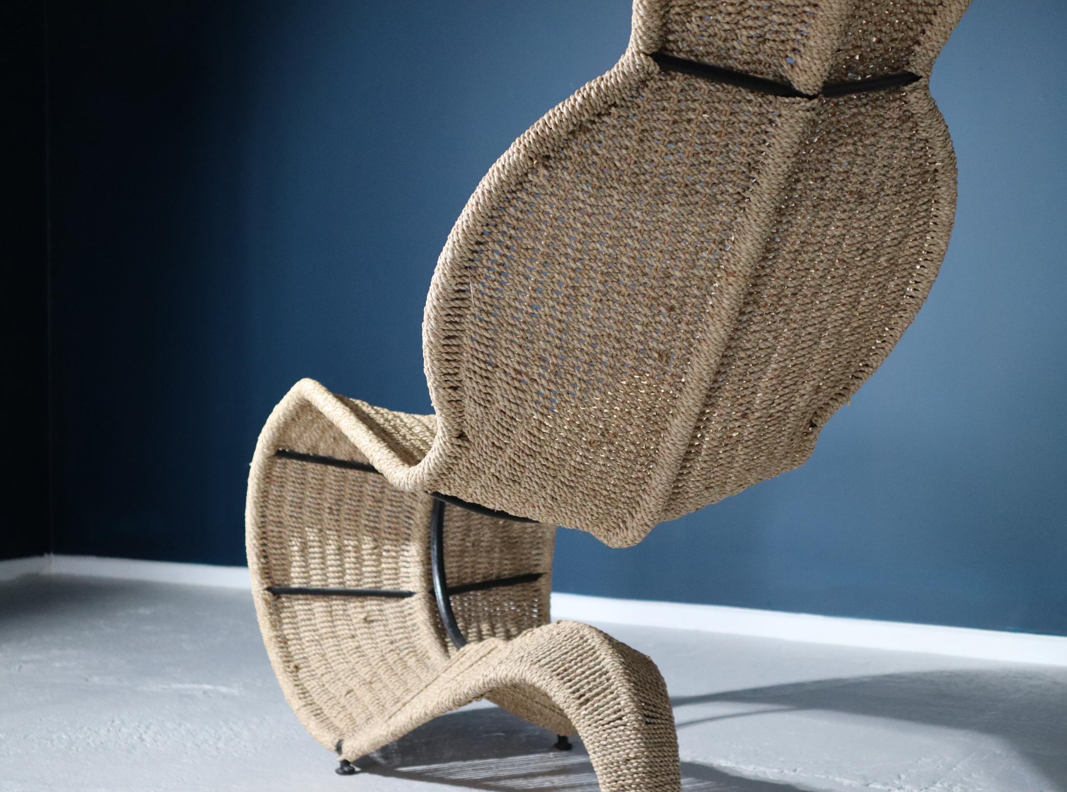 Late 20th Century Sculpture Tom Dixon 'Bolide' Woven Seagrass Chair, London, 1991 For Sale