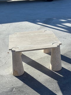 Skulptur Travertin Couchtisch, Minimalistischer Handgefertigter Stone Design Endtisch