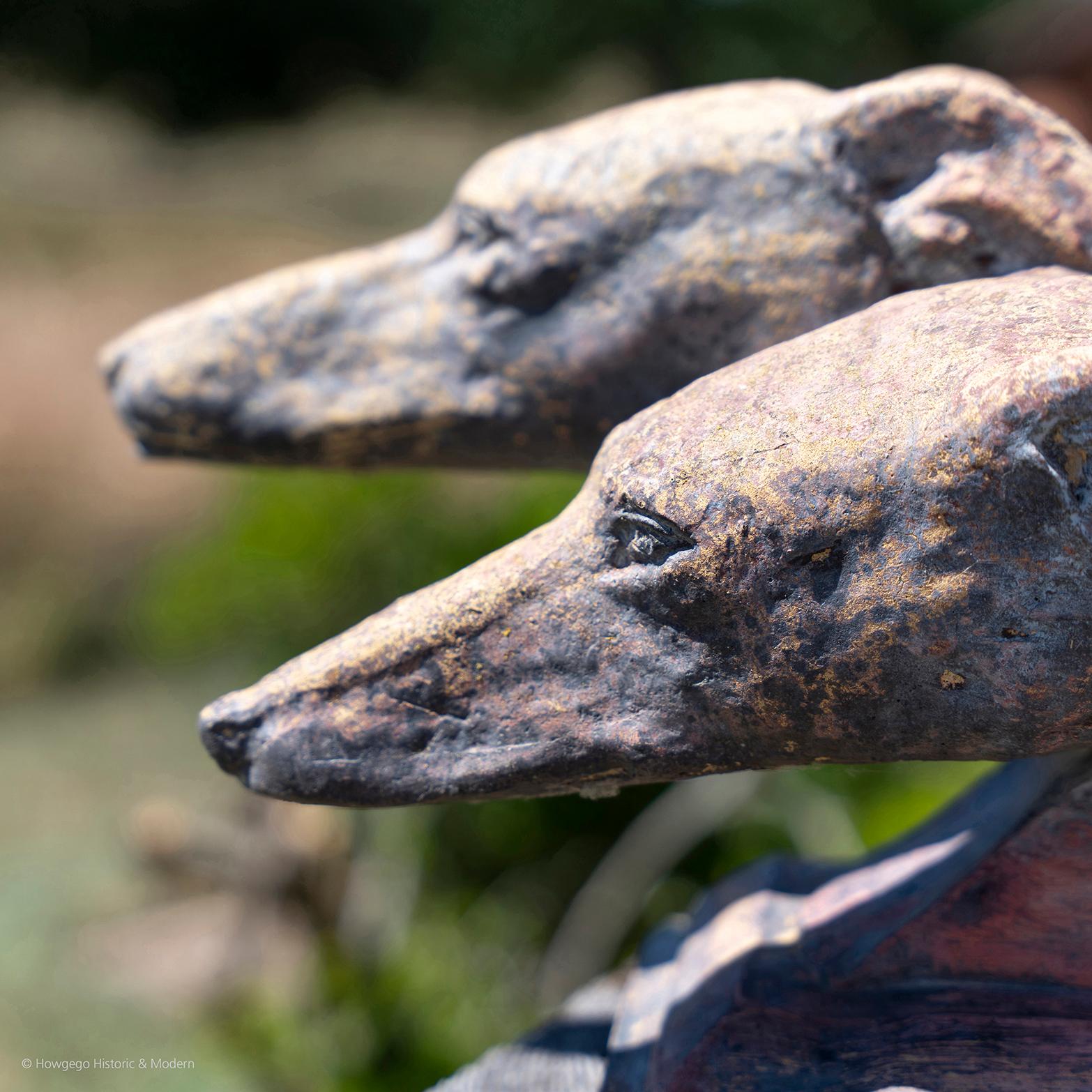 English Sculpture Two Greyhound Heads Composite For Sale