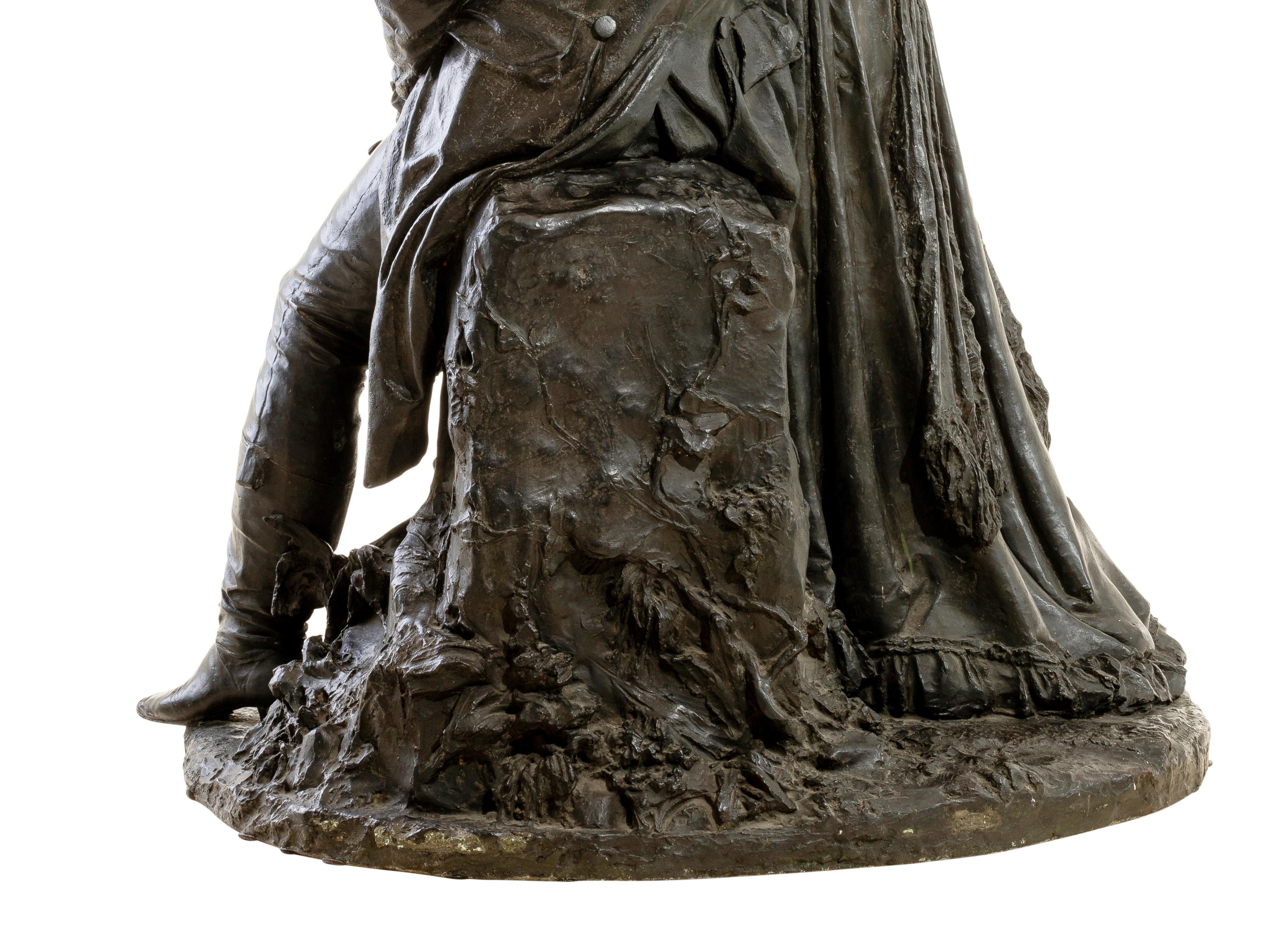 Sculpture “Ugo Foscolo Comforts Italy” Odoardo Tabacchi, Carnelli Foundry, Milan 4