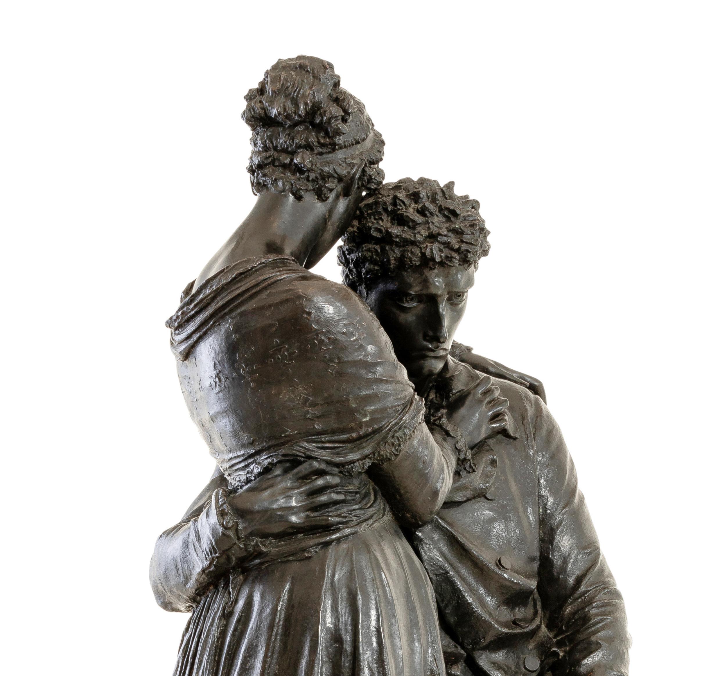 Sculpture “Ugo Foscolo Comforts Italy” Odoardo Tabacchi, Carnelli Foundry, Milan 8