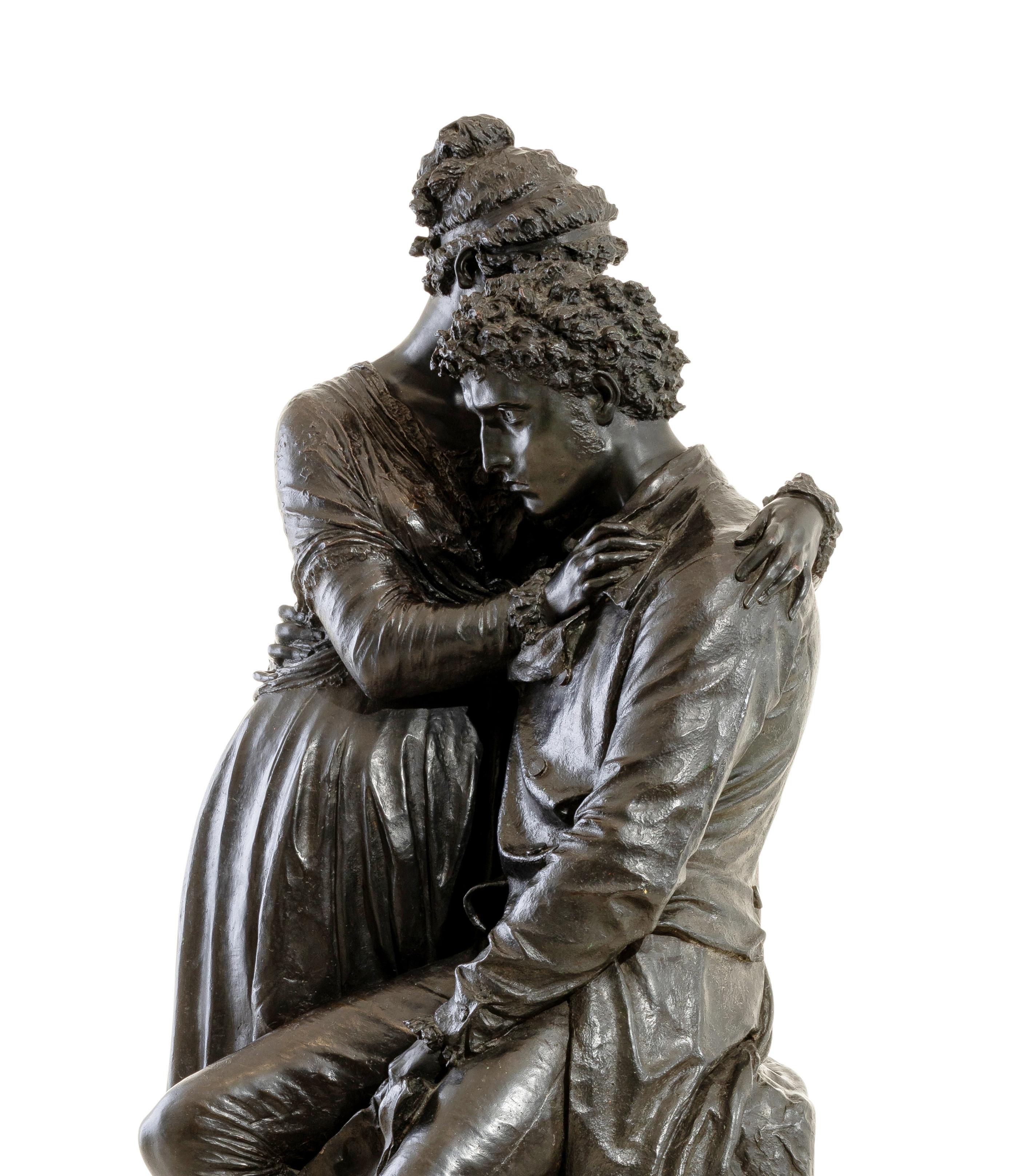 Sculpture “Ugo Foscolo Comforts Italy” Odoardo Tabacchi, Carnelli Foundry, Milan In Good Condition In Milano, IT