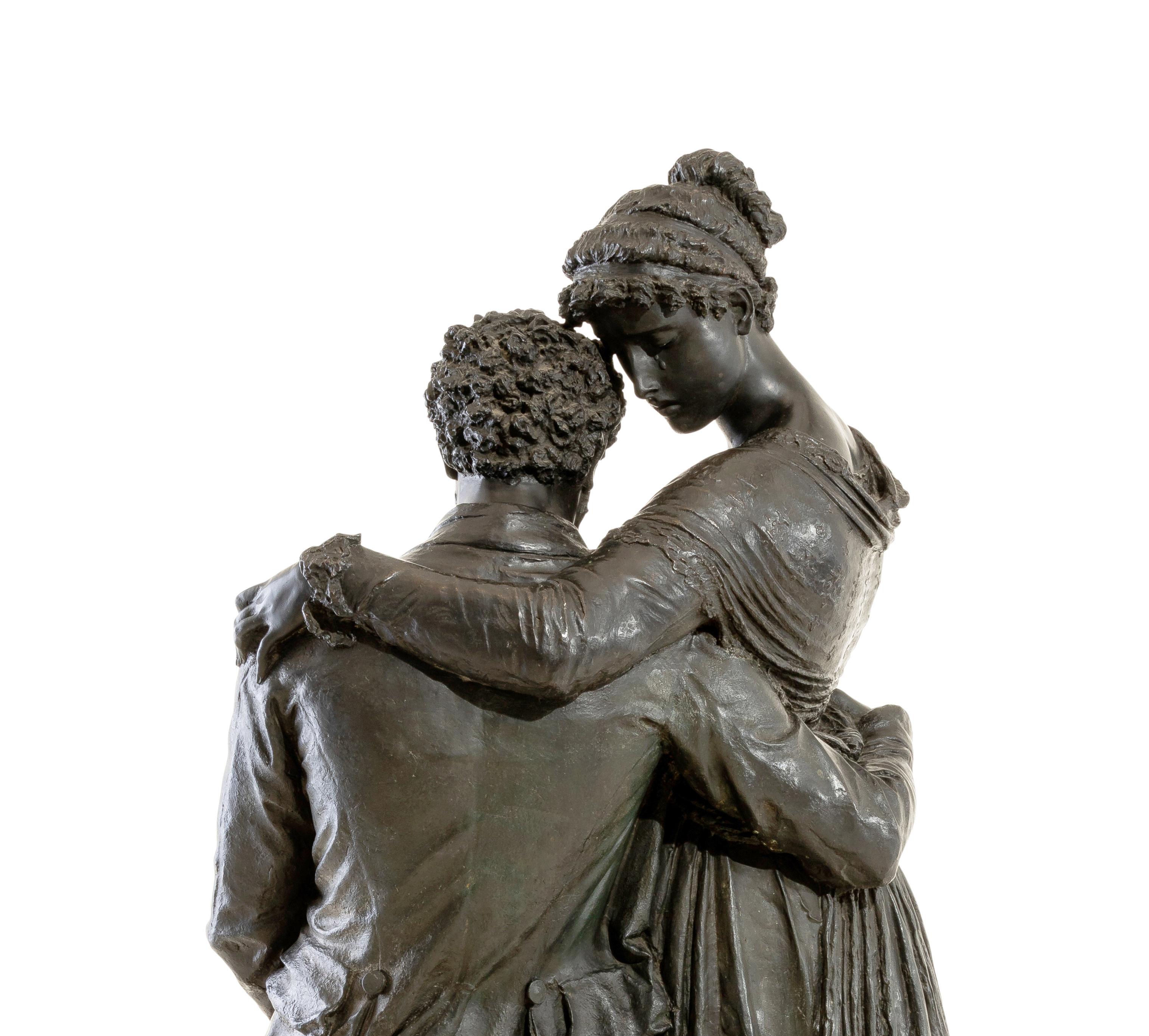 Sculpture “Ugo Foscolo Comforts Italy” Odoardo Tabacchi, Carnelli Foundry, Milan 1