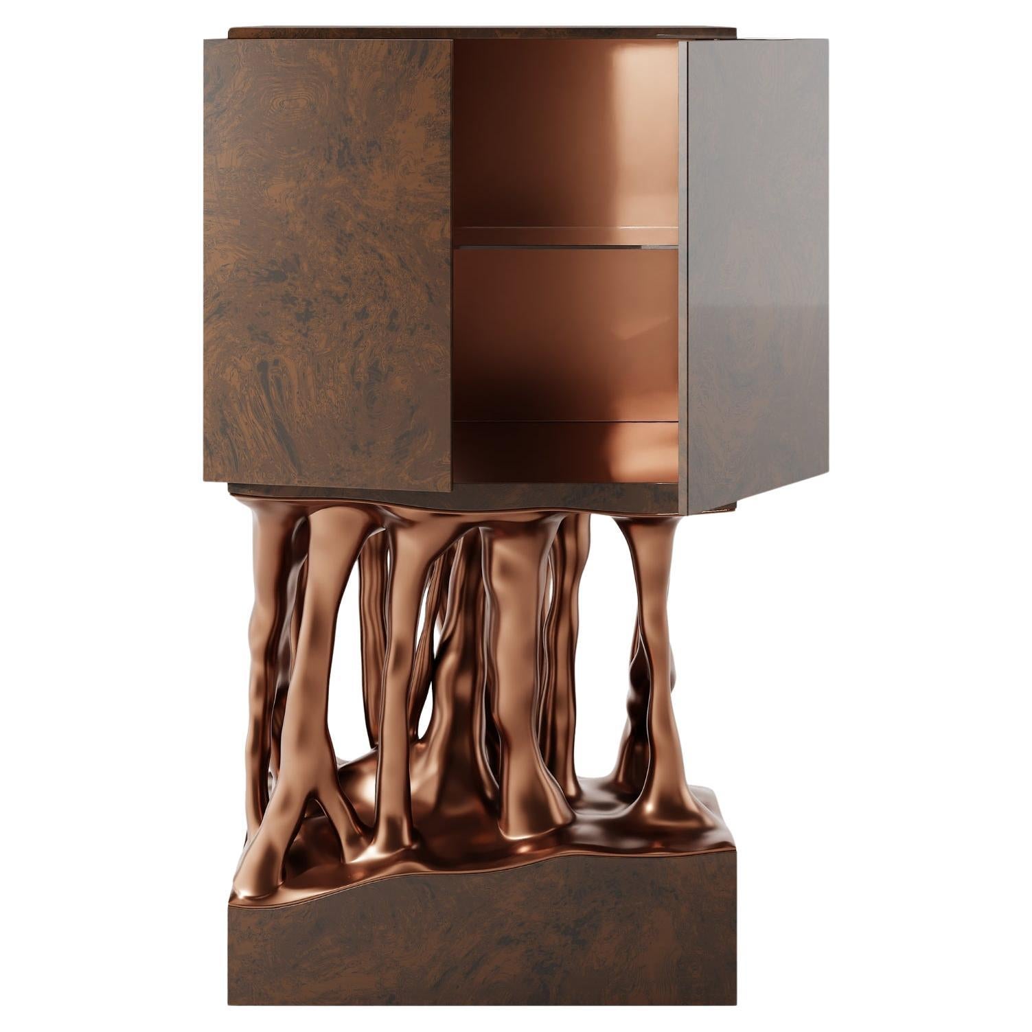 Sculpture Venom Cabinet by MainGUILTY - Handcrafted w/ Premium Walnut Root For Sale