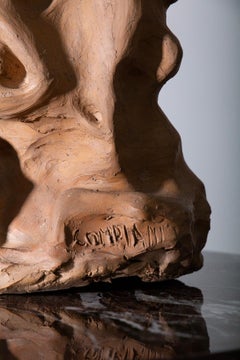 Sculpture vintage Italian anthropomorphic terracotta , Signed Compiani