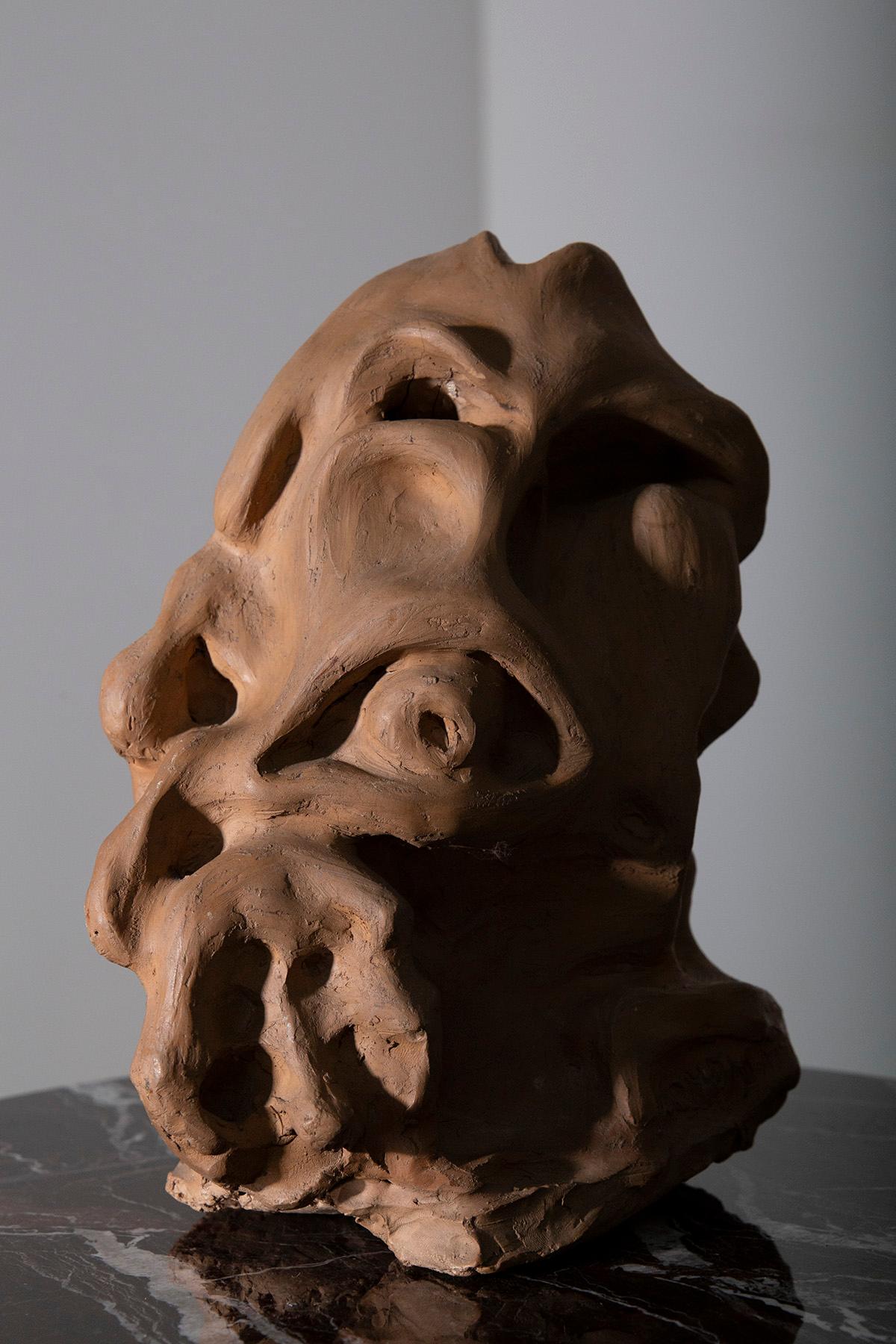 Skulptur vintage italienische anthropomorphe Terrakotta , Signiert Compiani (Italian) im Angebot